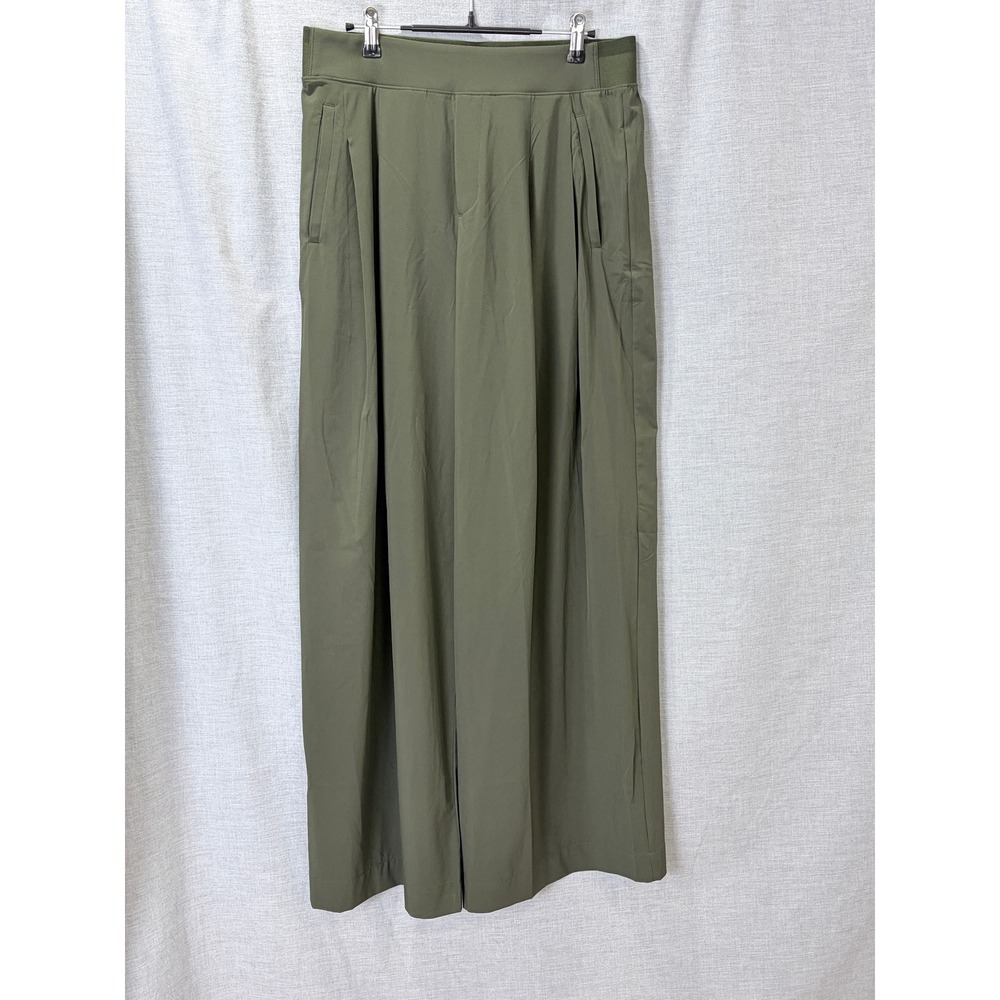 Athleta Green Solid Polyester Brooklyn Womens Wide Leg Pants 10